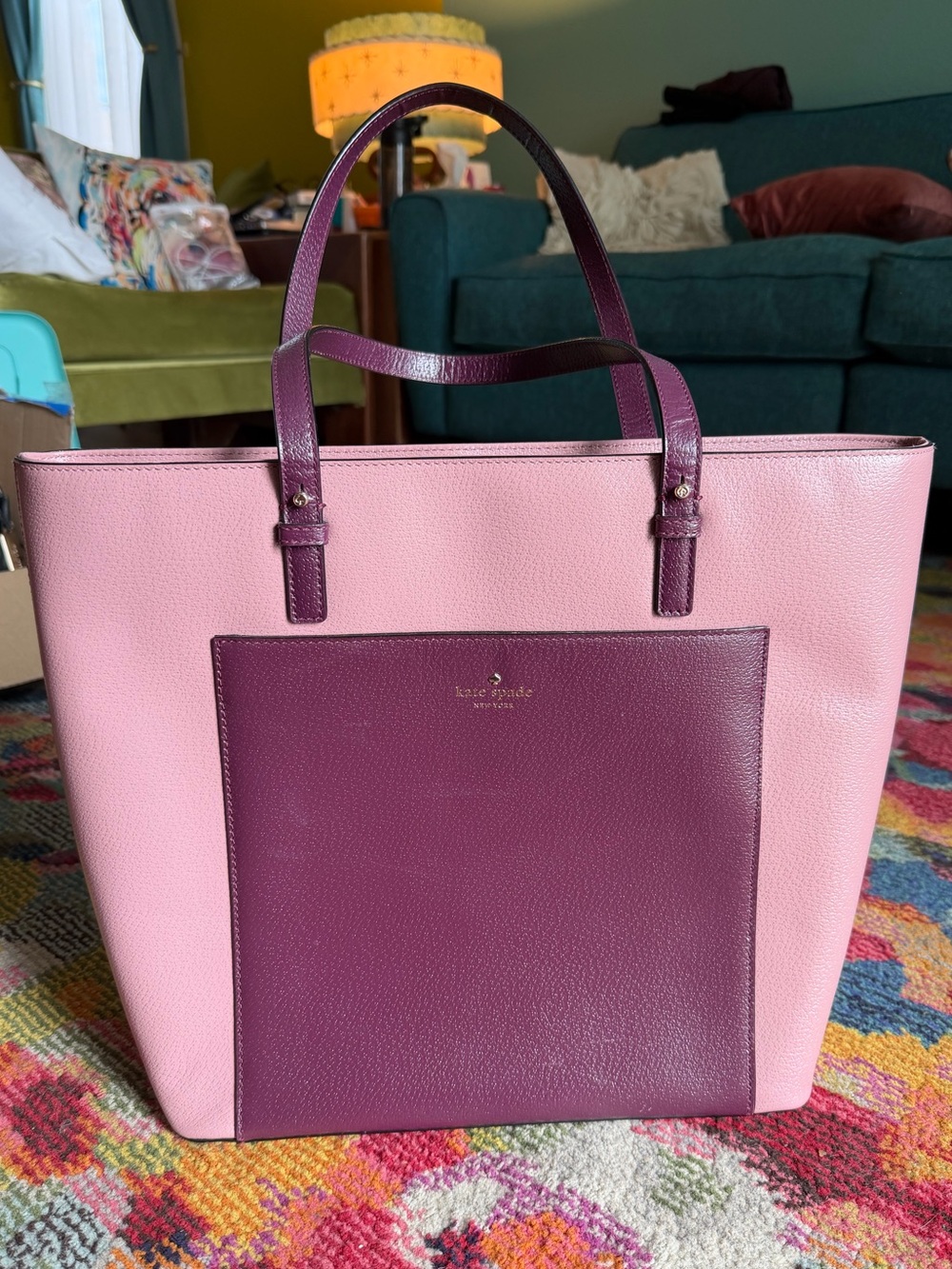 Beautiful Large Plum Purple & Pink Kate Spade Tote